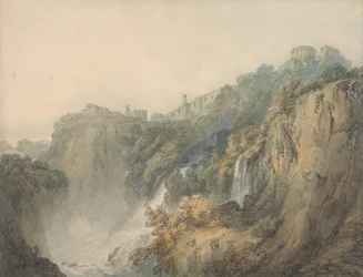 Tívoli con el Templo de la Sibila y las Cascadas